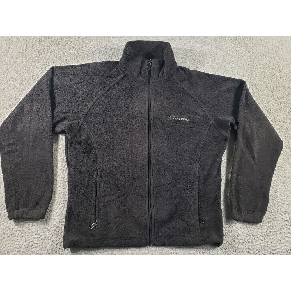 Columbia Jacket Women's Medium Black Full Zip Fleece Sweatshirt Casual Stretch